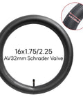 Heavy Duty Bike Inner Tube 16x1.75 To 2.25 Inch With AV32mm Schrader Valve displayed with close-up of valve