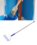 Heavy Duty Paint Roller Kit With Telescopic Extension Pole For Interior Walls And Ceilings Extends Comfortably To Crank Out Flawless Coats Ladder Free On Any Weekend Reno Project with a wooden brush and roller.