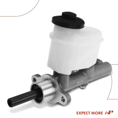 Brake Master Cylinder With Reservoir And Cap For Toyota Tundra 2000 2001 2002 2003 2004 2005 2006 Extended Cab Or Standard Cab Drop In OE Replacement 472010C010 472010C011 472010C012 shown on white background, front view.