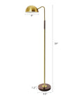 Gold Floor Lamp With Arc Design In Mid Century Modern Style Adjustable Arm Aged Brass Finish 59 Inch Vintage Task Lamp
