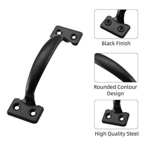 5-3/4 Inch Black Gate Pull Handle Set 25 Pack With Screws For Fence Gates Doors Cabinets Drawers Outdoor Kitchens Closets And Interiors Durable Metal Hardware With Weather Resistant Coated Finish And Comfortable Rounded Contour For Easy Gripping