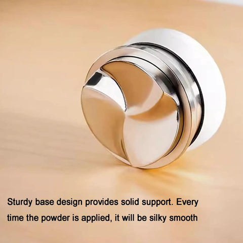 Top Shelf Hella Smooth 58Mm Stainless Steel Espresso Tamper Set With Spring Loaded Impact Hammer and Dual Needle Paddle Wdt Coffee Distributor For 58Mm Portafilter White close-up of tamper base.