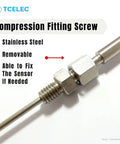 Close-up of K Type Metal Thermocouple Sensor Probe with fitting screw for high temperature furnaces and roasters.