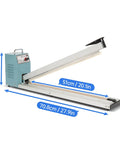 Rock Solid Impulse Heat Sealer With 20 Inch Wide Seal Bar Heavy Duty Plastic Bag Sealing And Cutting Machine from side view showing dimensions.