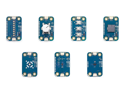 Plug And Make Starter Kit For Beginners Easy Start To Build Connected Projects And Learn Electronics And Coding With Fun Hands On Projects And Educational Tech Package For Home Learning, showing various blue circuit boards with connectors