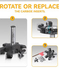 CNC Slab Flattening Router Bit Half Inch Shank 3 Inch Cutting Diameter Heavy Duty Surfacing Bit With Six Wing Carbide Inserts