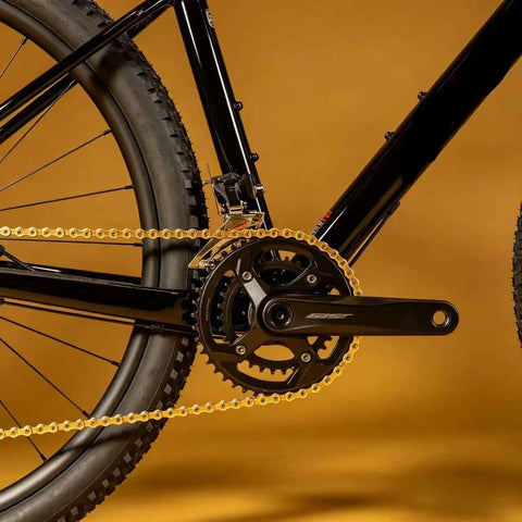 Close-up of bike chain and gears featured in the All-In-One Bike Chain Repair Kit For 6/7/8 Speed E-Bikes And MTB Road Rigs