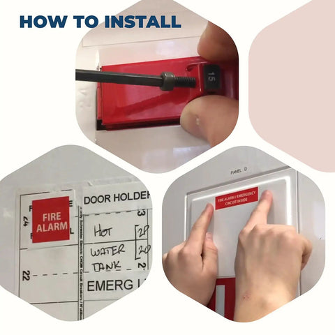 Installation of Red Fire Alarm Breaker Lockout Kit With Lock And Tag, Two Complete Sets For Fire Panel Safety, Prevent Accidental Shutdown