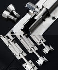 Heavy Duty Stainless Steel Slide Barrel Bolt Gate Latch Four Pack Quick Install features durable screw-in handle and slide bolts.