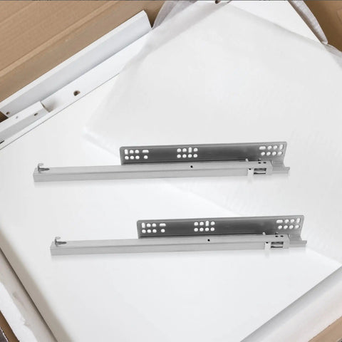 Whisper Quiet Drawer Slides For Cabinets And Drawers, Beefy Cold Rolled Steel, Full Extension, Smooth Glide, Low Noise