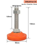 4 Pack Heavy Duty Leveling Screw Feet For Furniture With Adjustable Height And PVC Cushion Bottoms To Stop Wobble On Uneven Floors Great For Shelves Office Furniture Machinery Benches And Industrial Racks; M16, 90mm base