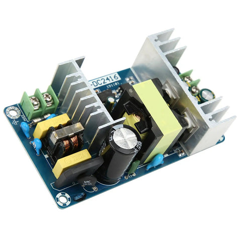 Industrial 150W 24V DC Switching Power Supply Module 100-240V AC To 24V DC 6A-9A, SMPS board with heat sinks, top view