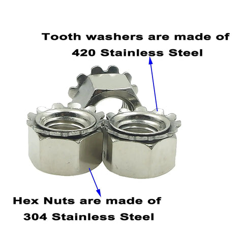 Stainless Steel Keeps Nuts With Integral Washers, 163 Piece Screw Bolt Box Covering 4-40 Through 3/8-16 Sizes with hex nuts and tooth washers