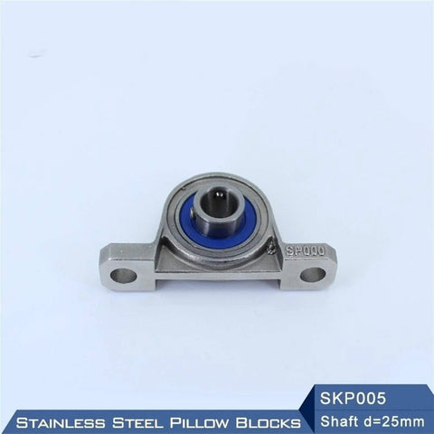 High Quality Stainless Steel Pillow Block Bearing Housing SKP005 25mm Shaft M8 Bolts Heavy Duty Industrial Parts Designed For Pros Who Need Legit Gear That Actually Stands Up To Stress And Runs Smooth Without Fail So My Projects Go Off Without Drama. stainless steel pillow block bearing housing, front view, 25mm shaft, SKP005