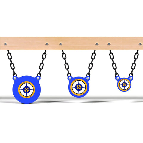 AR500 Steel Target Set With One Half Inch Thick Gongs For Shooting, 4 Inch 6 Inch 8 Inch Silhouette Targets hanging with chain