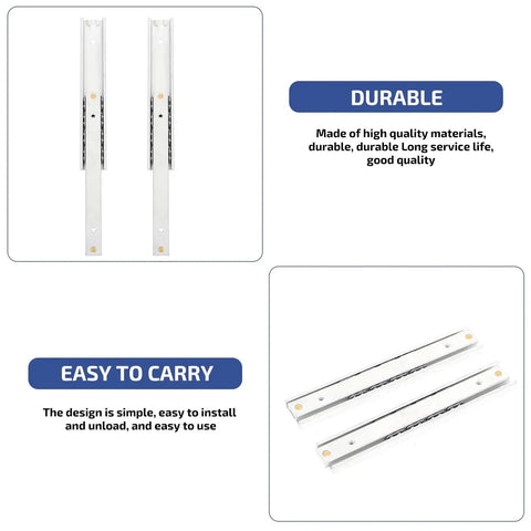 Full Extension Drawer Slides 2 Pack With Detachable Quick Release Latches For Tool Free Assembly, 15.5x1.6 cm, durable design