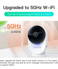 Image of All In One 1080P FHD WiFi Security Camera For Indoor Baby Monitor With Dual Band 5GHz Night Vision Two Way Audio Motion Alerts App Control And Custom Privacy Zones, showcasing dual band 5GHz WiFi support.