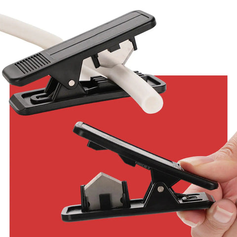 Heavy Duty Tubing Cutter For Nylon And PVC Hoses Replaceable Blade Screw Clamp Design cutting white hose