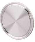 Stainless steel sanitary end cap for Tri-Clamp ferrule, 2-inch diameter, front view.
