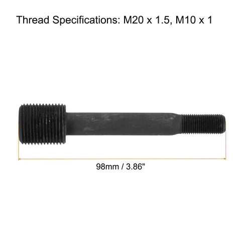 Heavy Duty Knockout Punch Draw Stud Kit M20x1.5 And M10x1 Threads 98mm Length Chromium Steel Construction, shown with dimensions