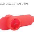 Red silicone terminal cover for 10 Pack Silicone Terminal Covers For Battery Studs And Power Junction Blocks, 0.57 inch diameter.