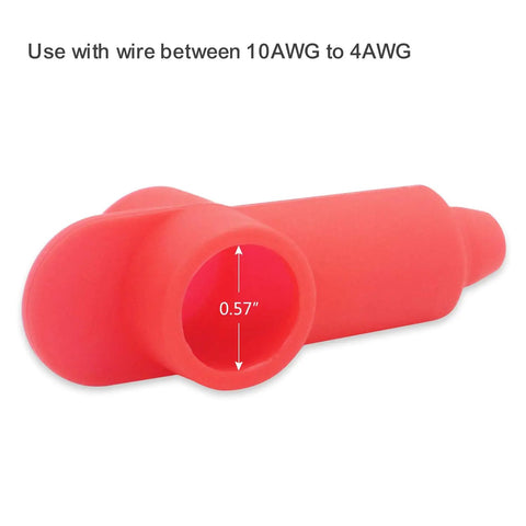 Red silicone terminal cover for 10 Pack Silicone Terminal Covers For Battery Studs And Power Junction Blocks, 0.57 inch diameter.