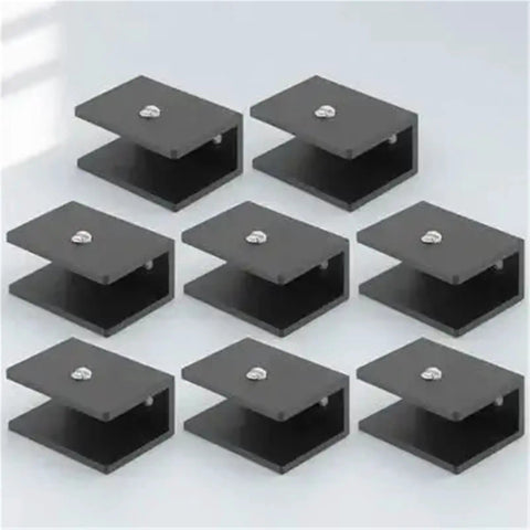 Wall Mounted Glass Holder Bracket Set For Black Shelves With Clamp Style Supports Silica Gel Finish Anti Oxidation Solid Frame