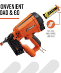 Universal Short Yellow Trim Fuel Cells For Cordless Finish And Brad Nailers With Adapter Heads Lubricating Oil Base Runs Slick And Delivers Serious Power Nonstop Pack Of Six shown with Paslode cordless nailer.