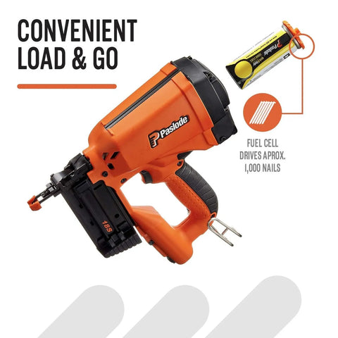 Universal Short Yellow Trim Fuel Cells For Cordless Finish And Brad Nailers With Adapter Heads Lubricating Oil Base Runs Slick And Delivers Serious Power Nonstop Pack Of Six shown with Paslode cordless nailer.