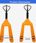 Heavy Duty Electric Pallet Jack Truck With 4409 Lbs Capacity And Powerful Drive Motor For Indoor Storage Warehouse Material Handling Jobs, showing dimensions 550MM and 685MM.