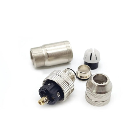 M12 5 Pin Male Connector B Coding Circular Field Wireable IP67 Waterproof Shielded Metal Shell Straight Adapter components display