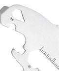 Close-up of Must-Have Compact Keychain Tool Set For Everyday Carry, 5-in-1 stainless steel multi-tool showing wrench and ruler features.