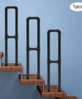 Heavy Duty U Shaped Stair Handrail Floor Mounted Galvanized Steel Support Rail Rust Resistant Outdoor Safety Railing With Slick Grip Handle For No Sweat Weekend Projects on wooden stairs.