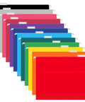 Bigtime Value 12 Pack Hanging File Folders Letter Size in assorted colors with adjustable tabs for home office sorting.