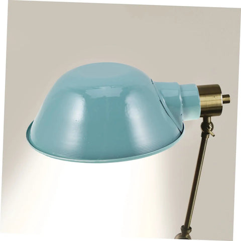 Heavy-Duty Round Machine Tool Lampshade With Protective Cover For Industrial Workbench Lighting blue metal shade close-up view