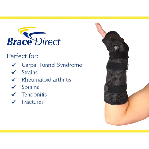 Ambidextrous Wrist Brace With Adjustable Malleable Aluminum Cuffs for Carpal Tunnel and Tendonitis Relief