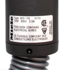 Close-up of label on Electric Hose SES119 For S5 Series Vacuum Cleaners showing specifications and safety warnings.