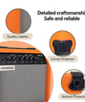 20W Portable Bass Amp For Practice With 6.5 Inch Speaker Orange Finish showing corner and bottom protection details