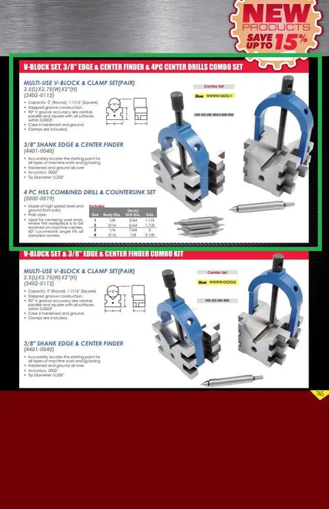 Combo Edge and Center Finder with Three Eighths Inch Shank Hardened and Ground All Over Delivers Precise Starting Point for Milling Drilling and Jig Boring with 0.0002 Inch Accuracy and 0.200 Inch Tip Diameter