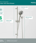 Precept Slide Bar With Brushed Nickel Finish, Easy Dial To Switch Hand Shower Spray Settings, Pause Feature For Trickle