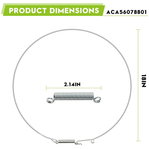 Washer Gasket Clamp Assembly With Spare Tension Spring Quick And Easy Repair Kit dimensions showing 18in ring and 2.14in spring.