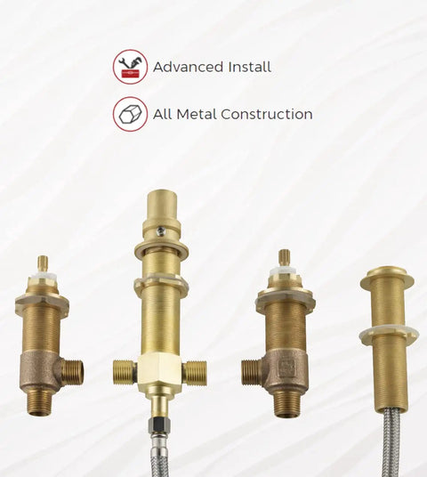 High Flow Roman Tub Rough In Valve No Frills For Four Hole Installations, Half Inch Sweat Inlets And Outlets, Half Inch Male Pipe Thread
