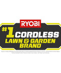 RYOBI #1 Cordless Lawn & Garden Brand logo displayed prominently on a black and yellow background.
