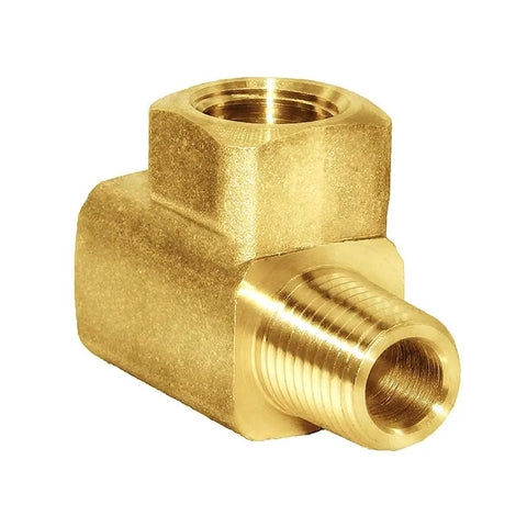 Brass Street Tee Three Way NPT Pipe Fitting Adapter with 1/4 inch female and male ends, corrosion-resistant barstock