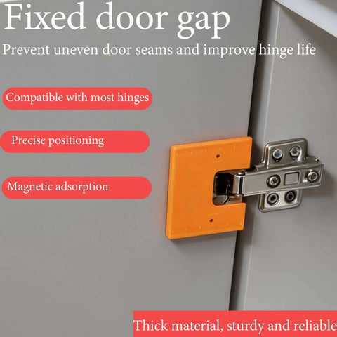 Magnetic Door Hinge Jig Set Four Piece Quickly Aligns And Mounts Hinges Hands Free With 2mm Gap Locator For Cabinets And Doors Fits Most Doors Bright Orange.