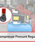 Pressure Regulator AB-9051114 Replacement for Air Compressor Systems with visible gauge and red valve knob