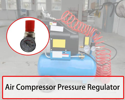 Pressure Regulator AB-9051114 Replacement for Air Compressor Systems with visible gauge and red valve knob