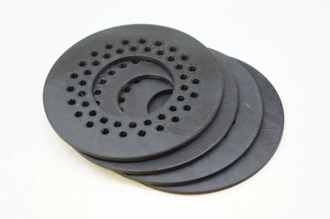 Four Throat Plate Inserts in 19mm 25mm 32mm and 44mm for spindle sander 3.8 inch compatible with Triton TC450SPS perforated design.