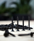 Product image of Number Eight By Five Eighths Inch Flat Head Phillips Wood Screws In Black Oxide Coated Stainless Steel 18 8 A2 Fully Threaded