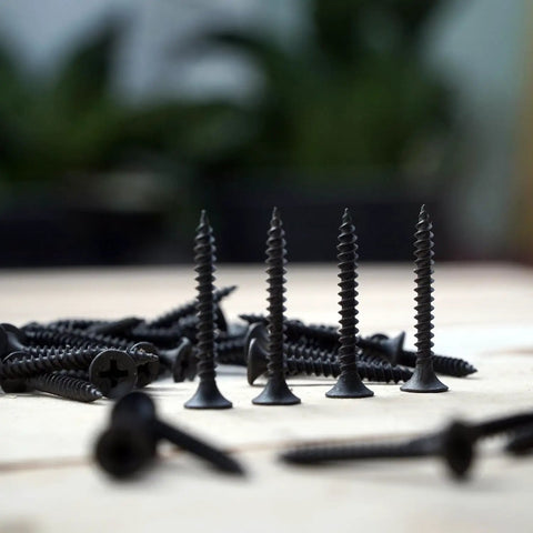 Product image of Number Eight By Five Eighths Inch Flat Head Phillips Wood Screws In Black Oxide Coated Stainless Steel 18 8 A2 Fully Threaded